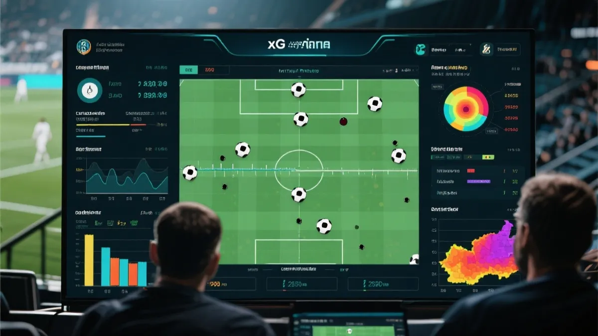 足球比赛数据面板与热区图示意